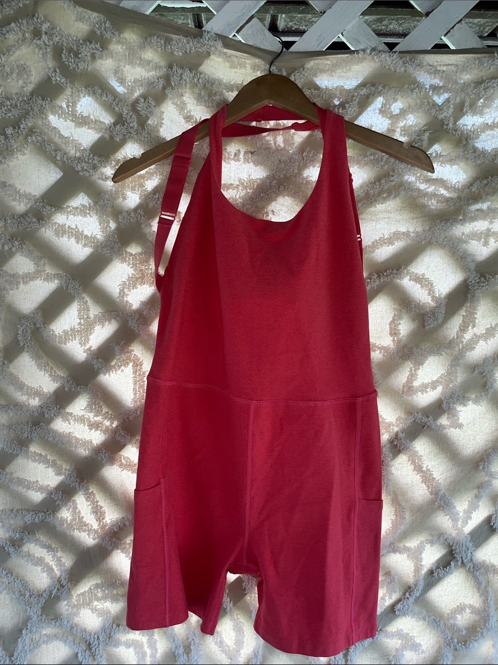Beyond Yoga coral Scoop-Back Athleisure Romper